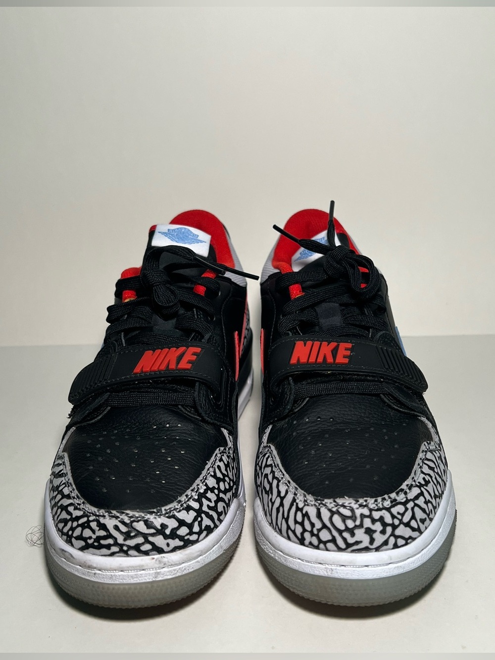 Air Jordan 312 Legacy Black, Red & White Low-Top Sneakers with Elephant Print